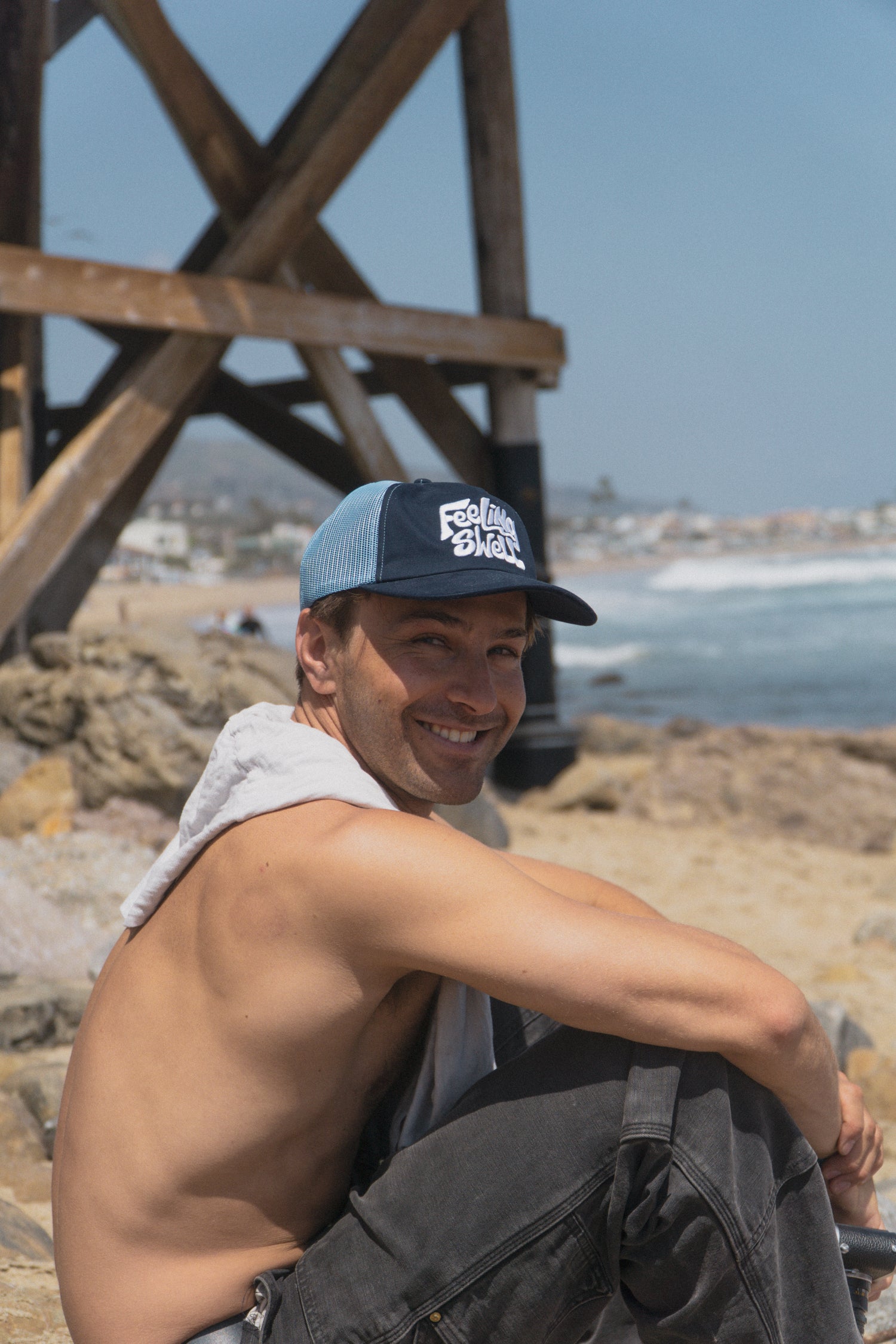 Feeling Swell Logo Canvas Trucker - Blue