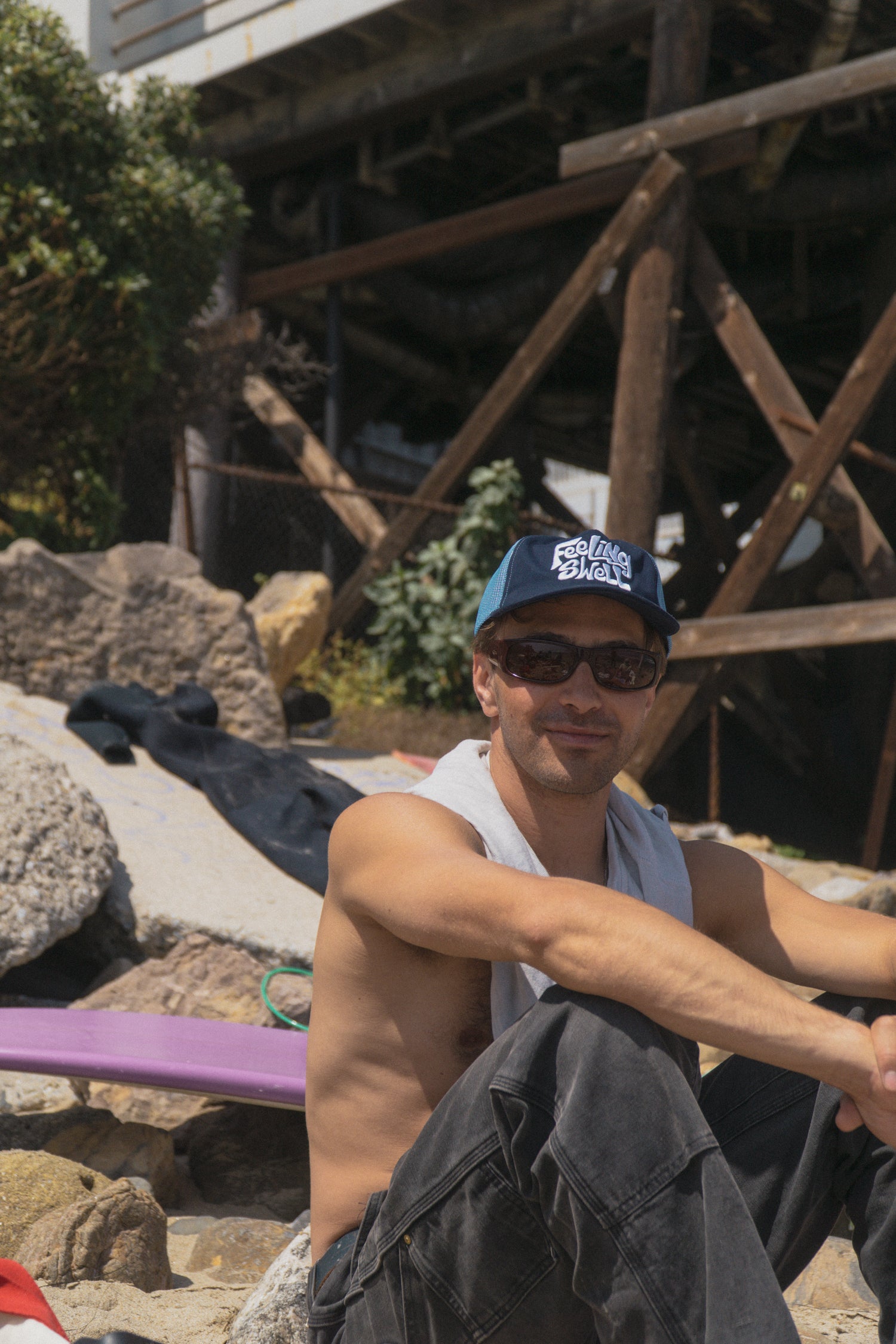 Feeling Swell Logo Canvas Trucker - Blue